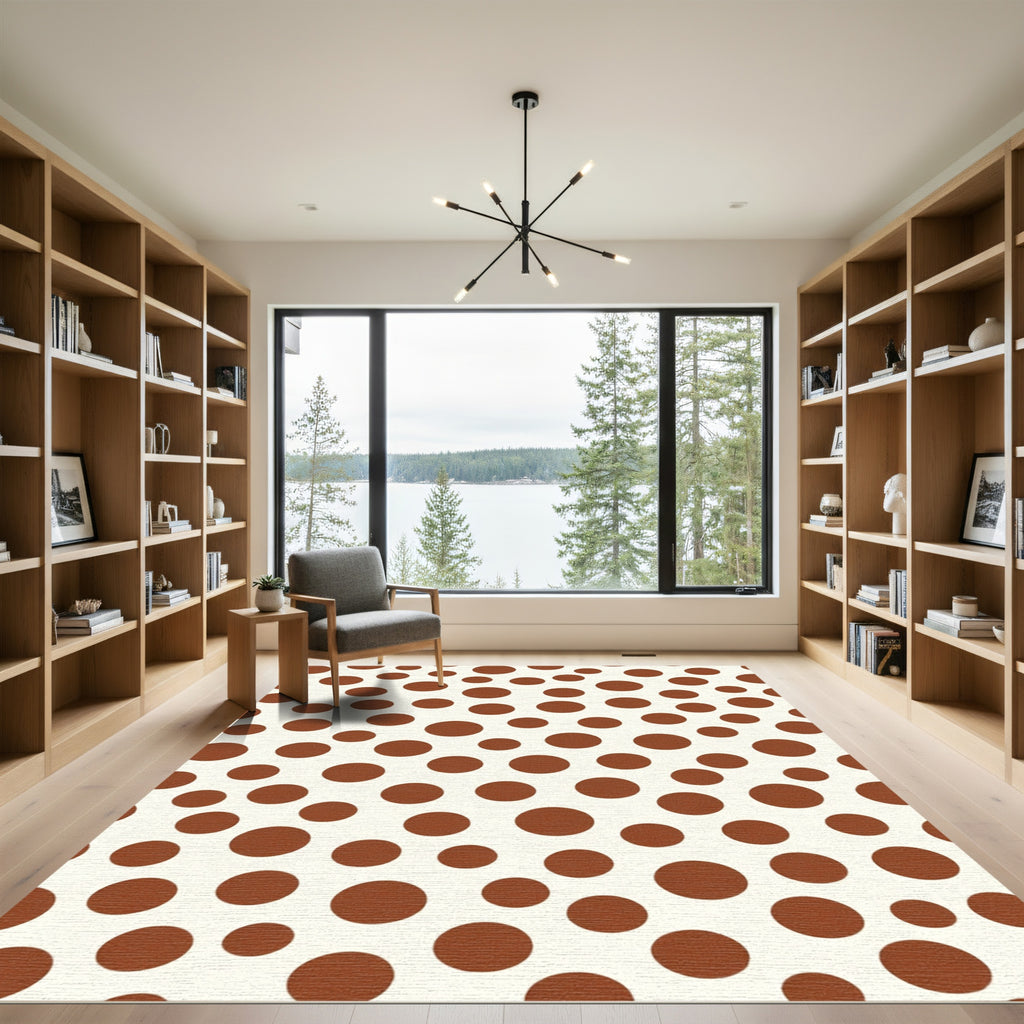 Warm Brown Polka Dot Composition Rug