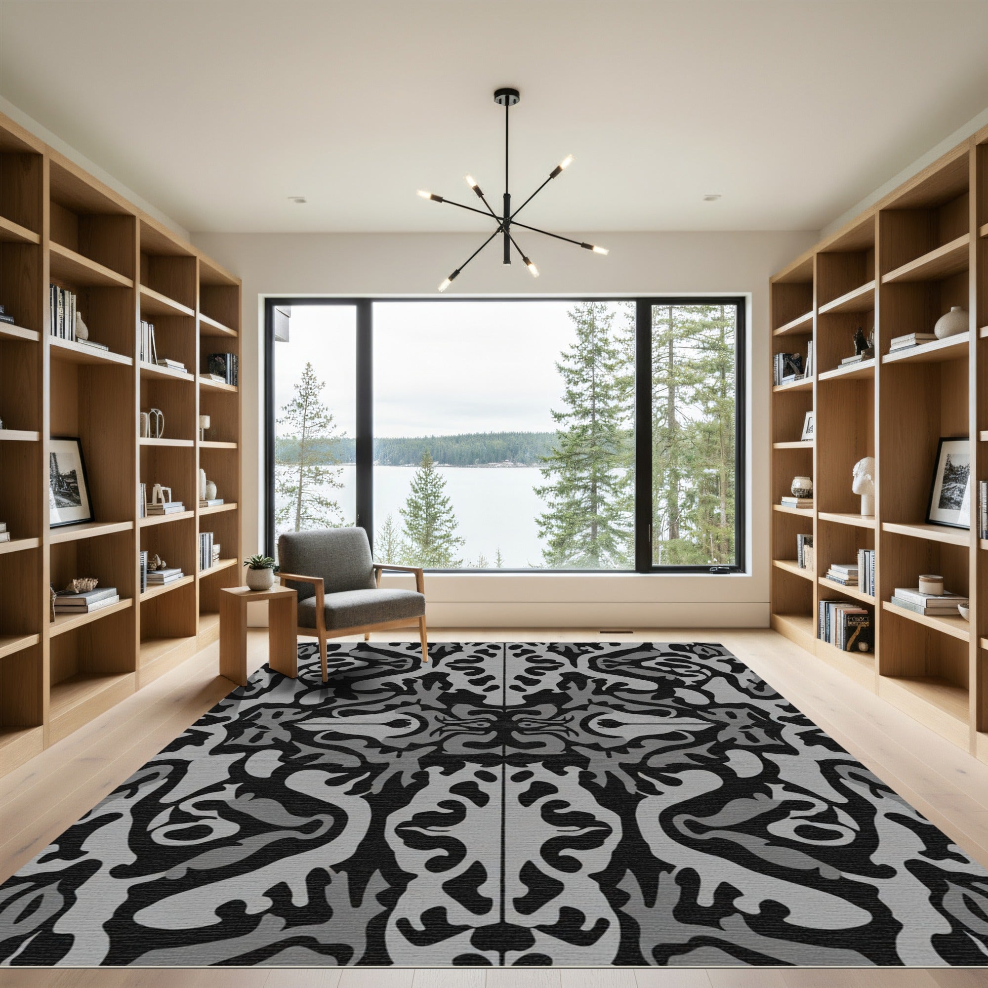 Abstract Monochrome Organic Form Rug