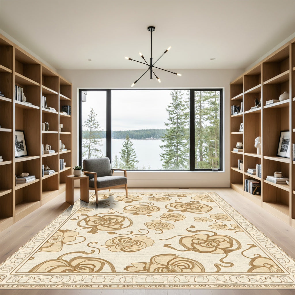 Antique Cream Floral Vine Rug