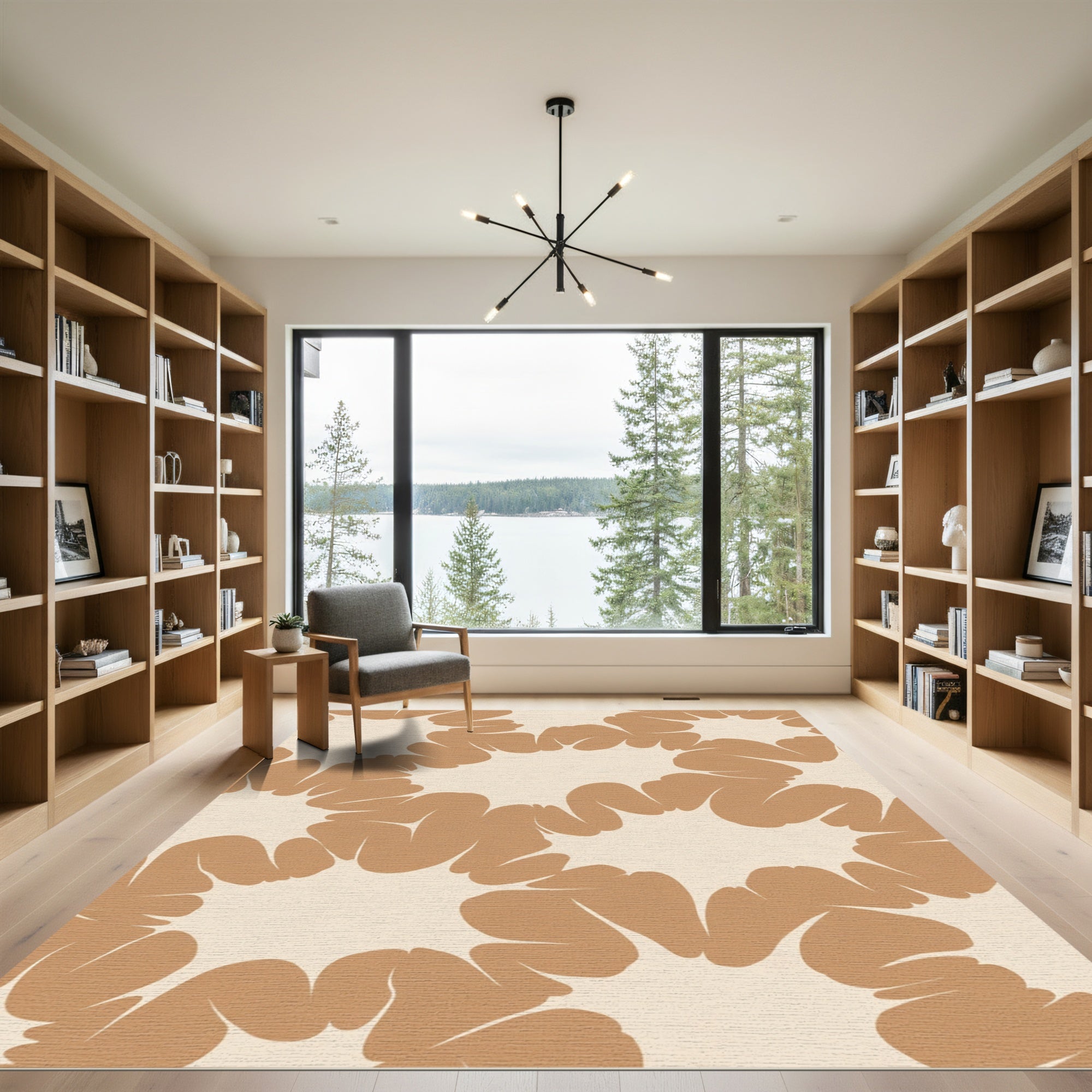 Earthy Orange Abstract Bloom Rug