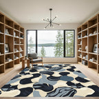 Abstract Navy Blue Camouflage Blobs Rug