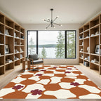 Terra Cotta Floral Cell Lattice Rug