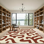 Terracotta Cream Abstract Swirl Rug