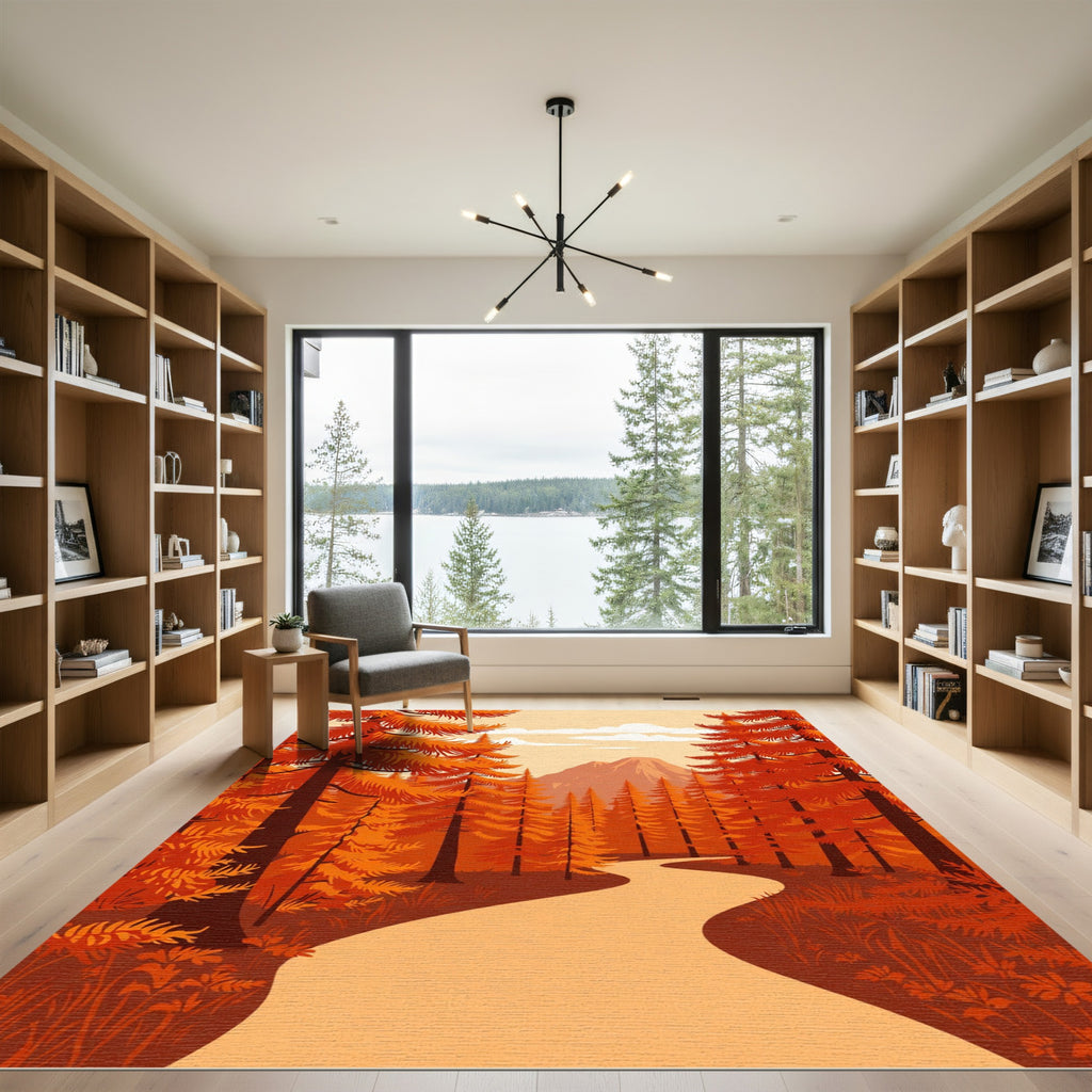 Orange Forest Road Mountain Vista Rug