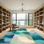 Abstract Teal Sand Dune Waves Rug