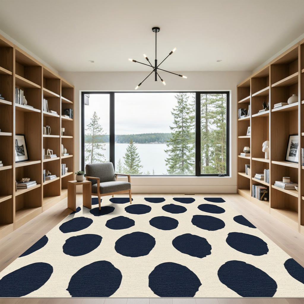 Deep Navy Organic Dot Cluster Rug