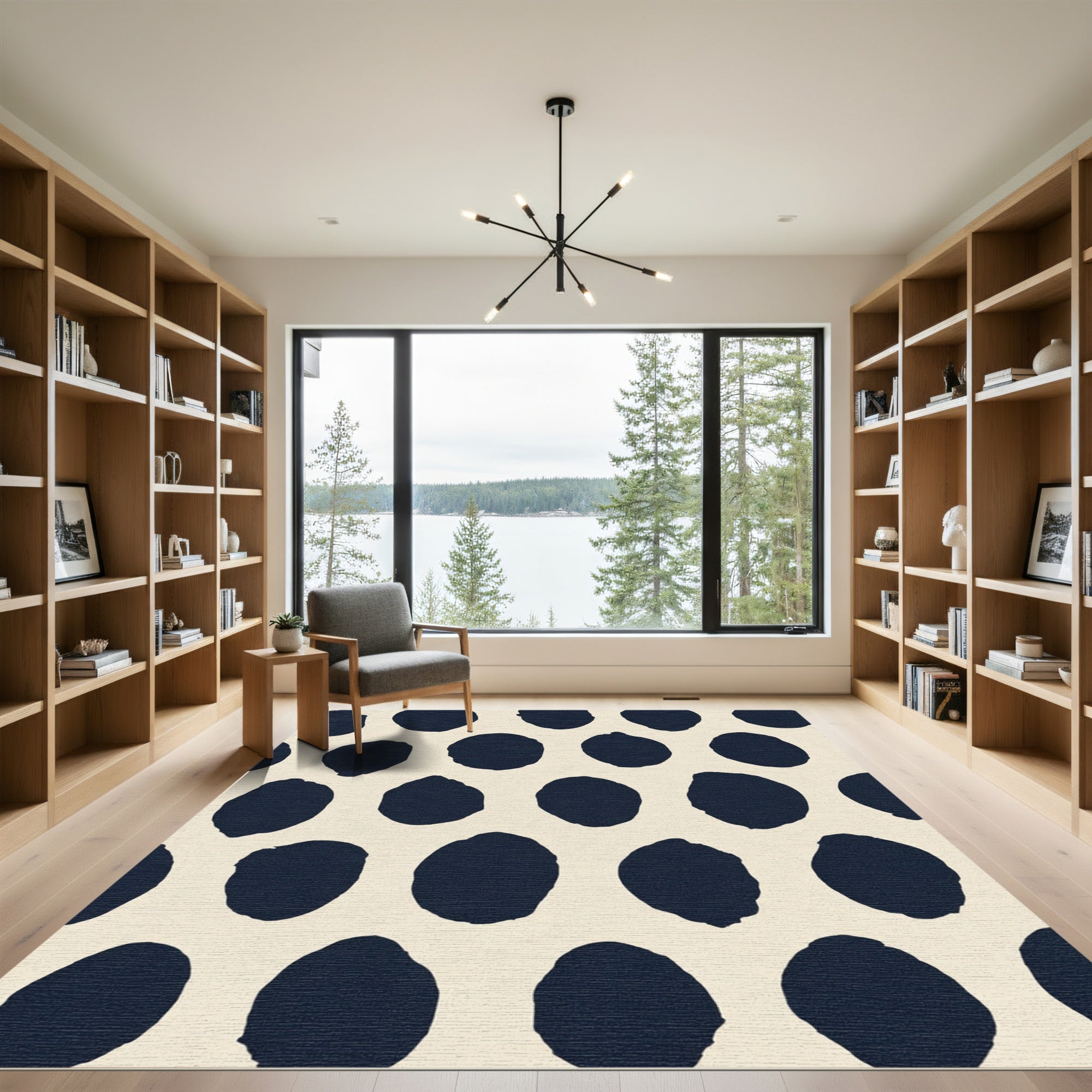 Deep Navy Organic Dot Cluster Rug