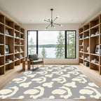 Cream And Gray Organic Shapes Rug