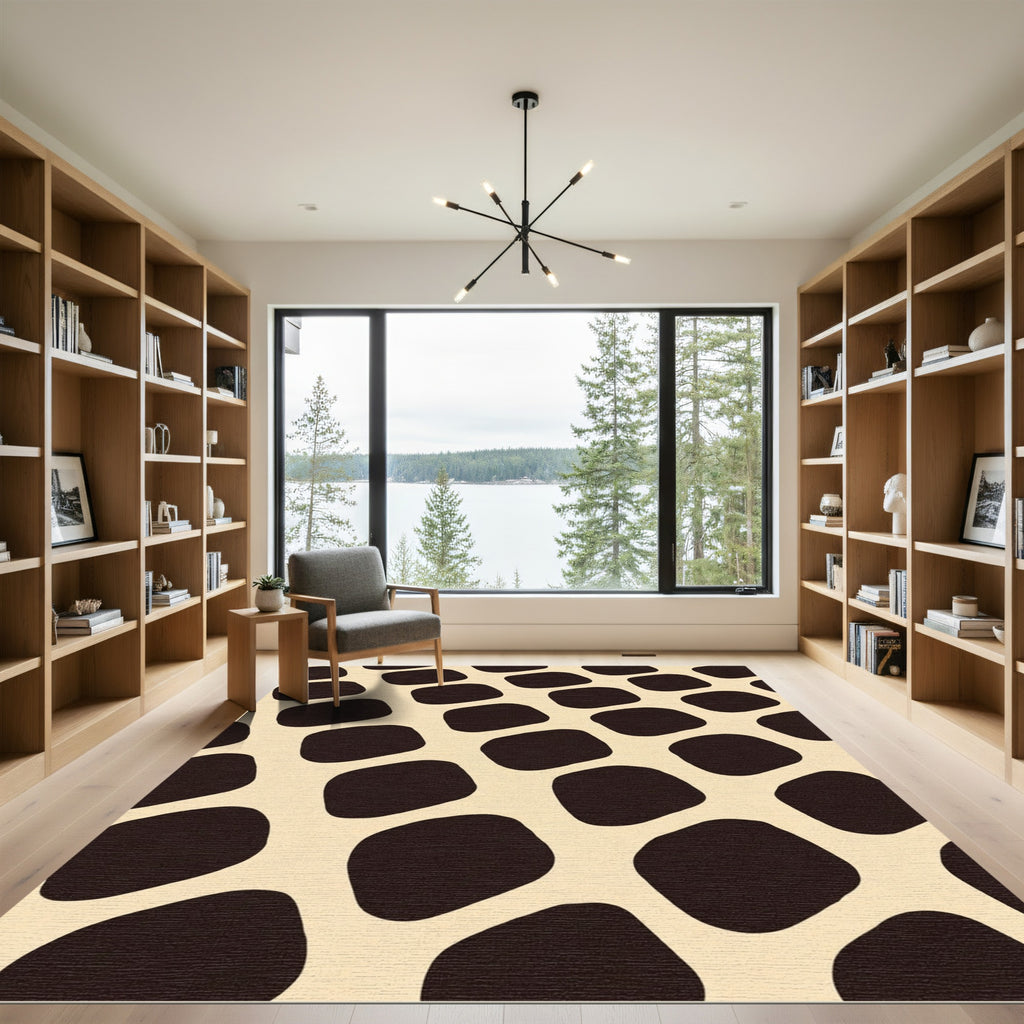 Cream Chocolate Abstract Shapes Rug