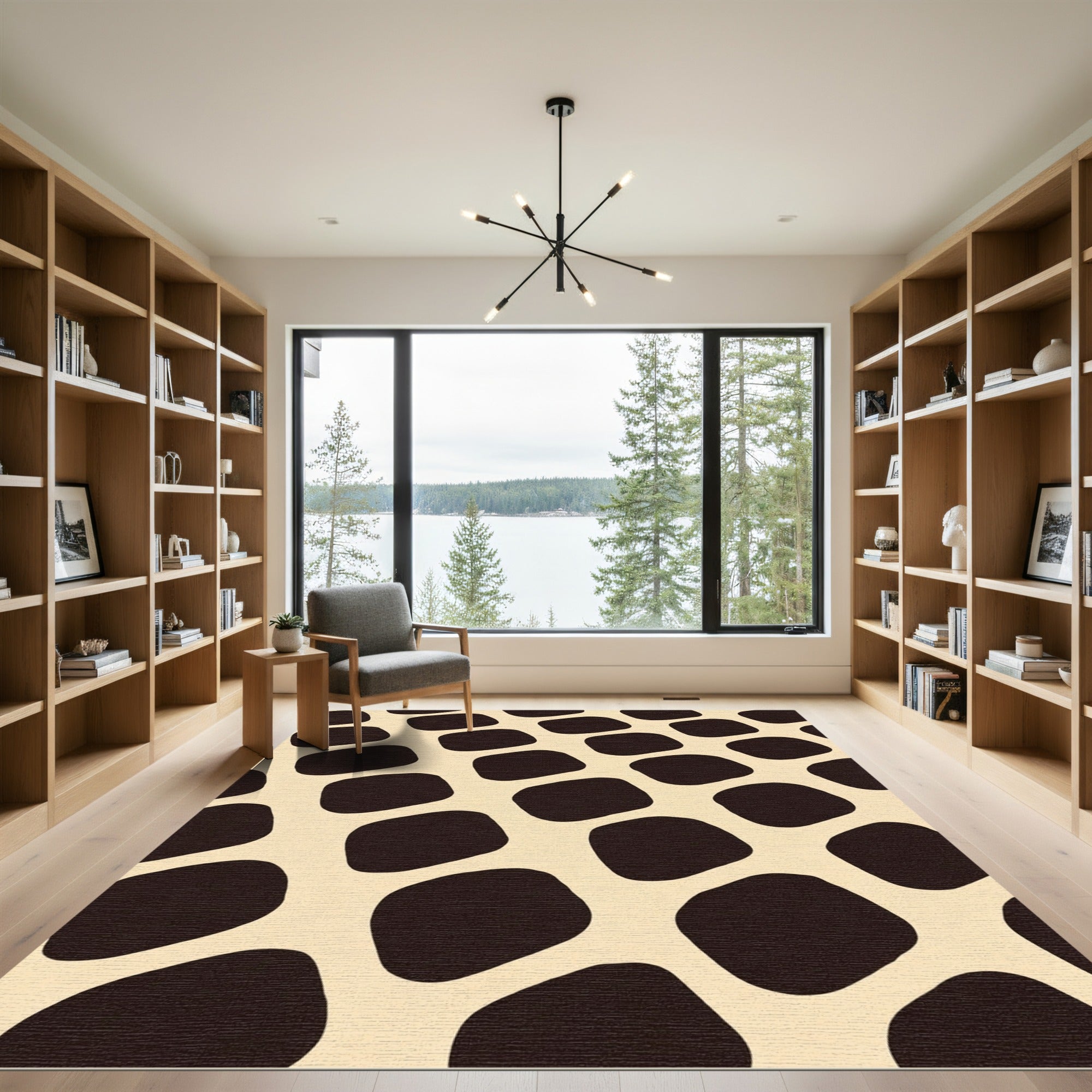 Cream Chocolate Abstract Shapes Rug