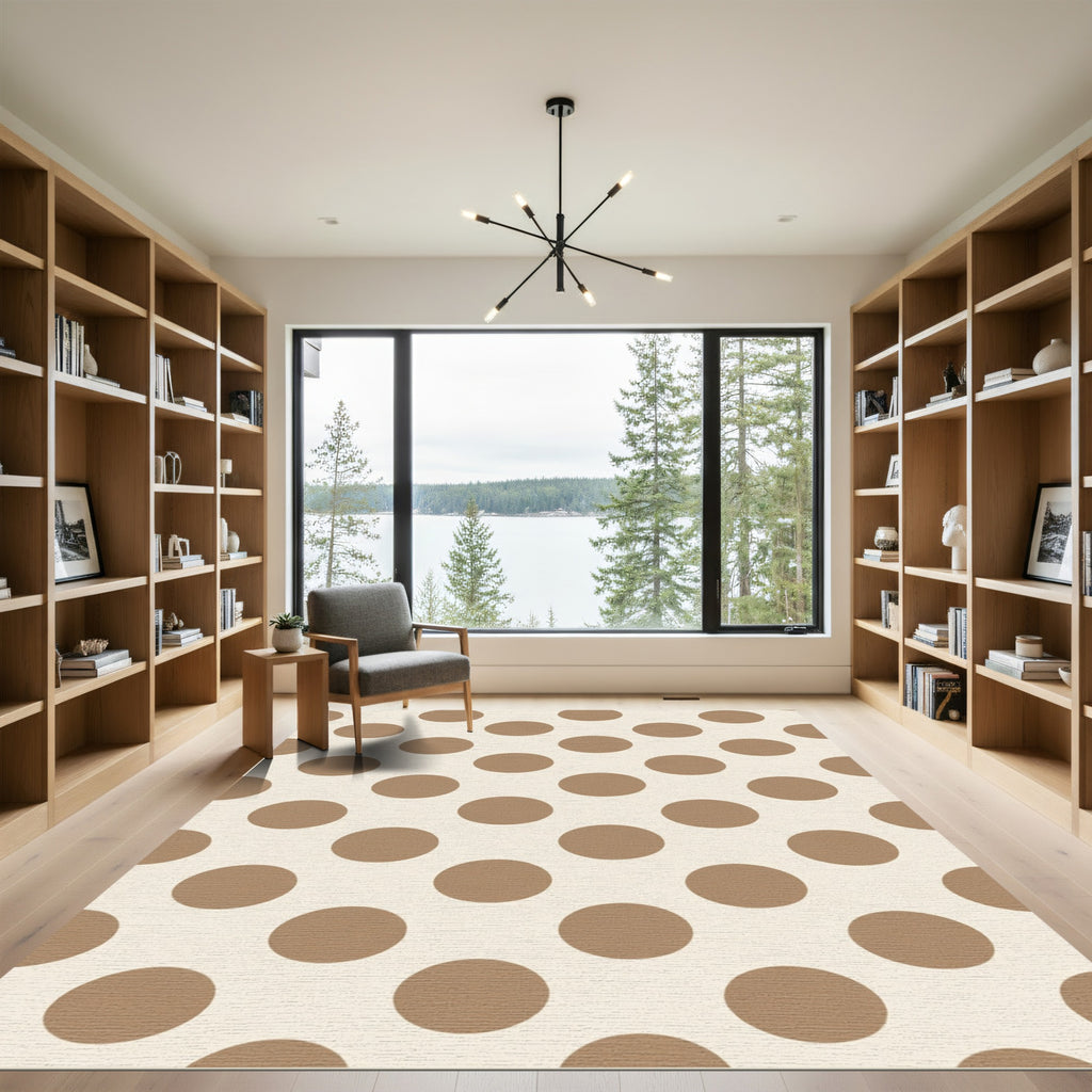 Warm Brown Polka Dot Pattern Rug