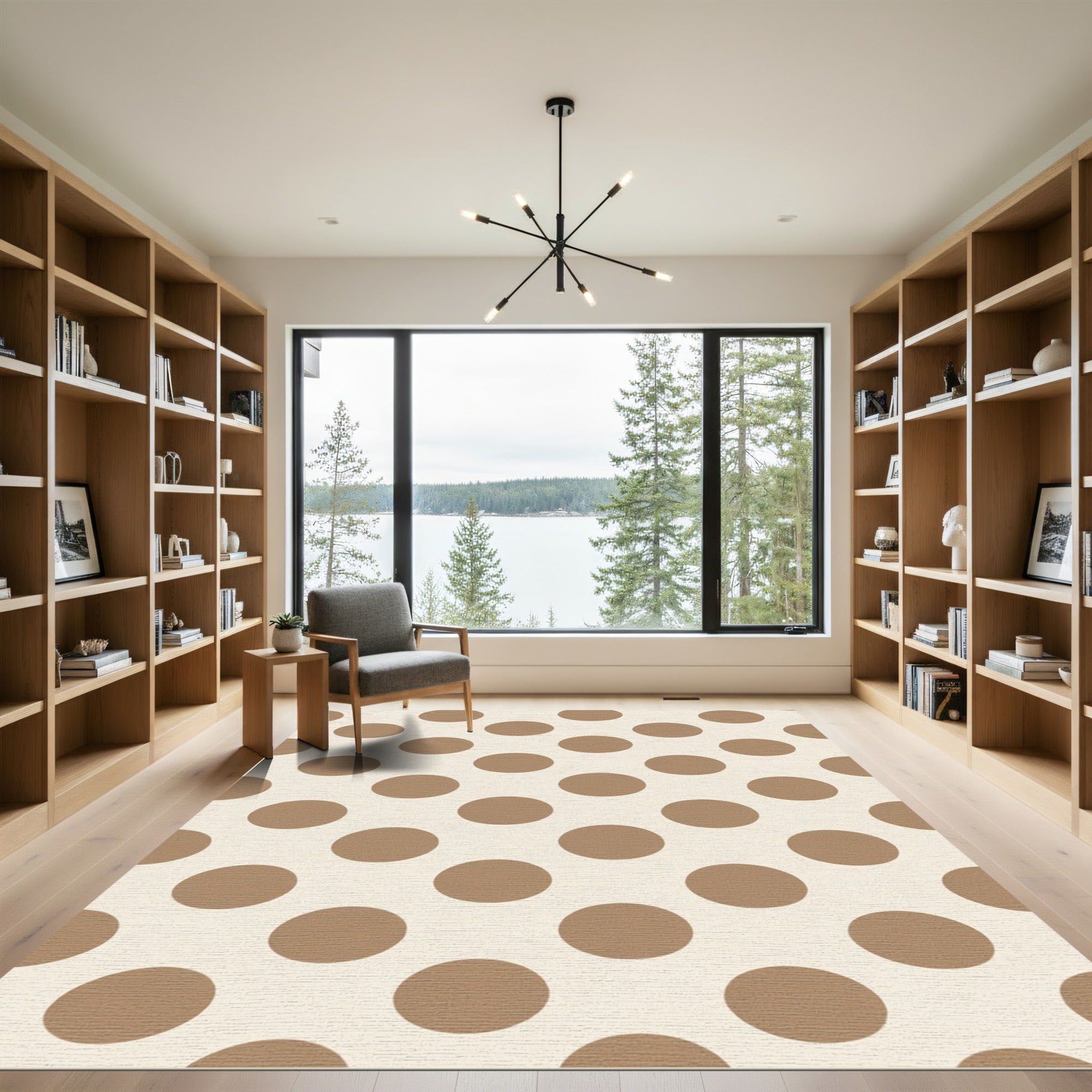 Warm Brown Polka Dot Pattern Rug