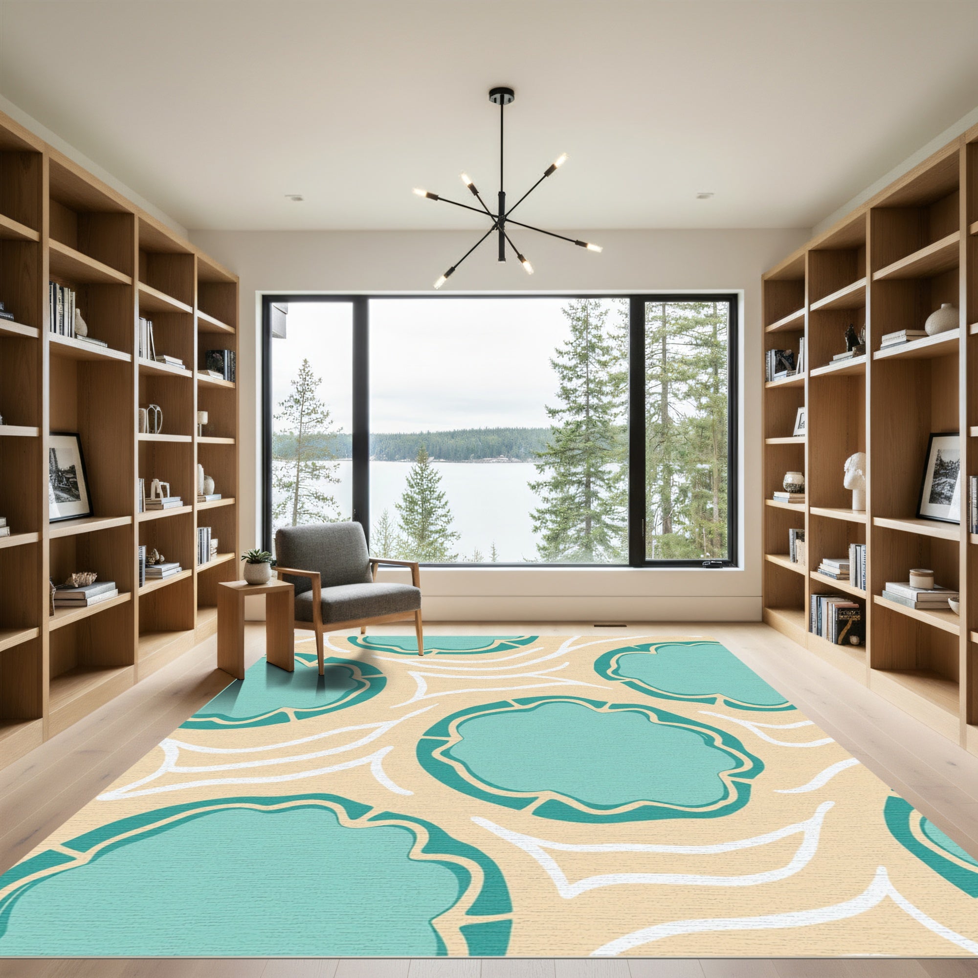 Teal Cloud Organic Contemporary Field Rug