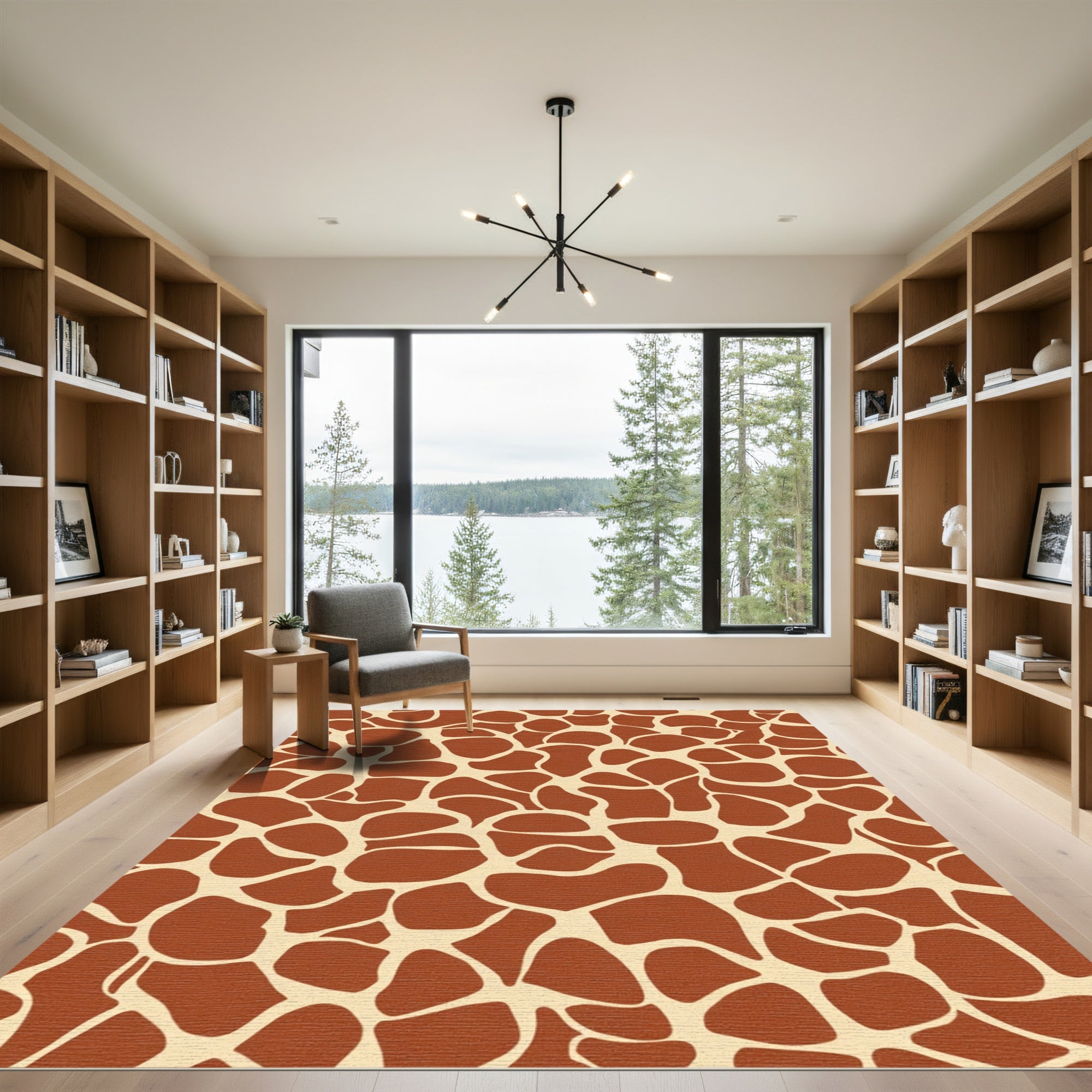 Safari Tan Brown Irregular Shapes Rug