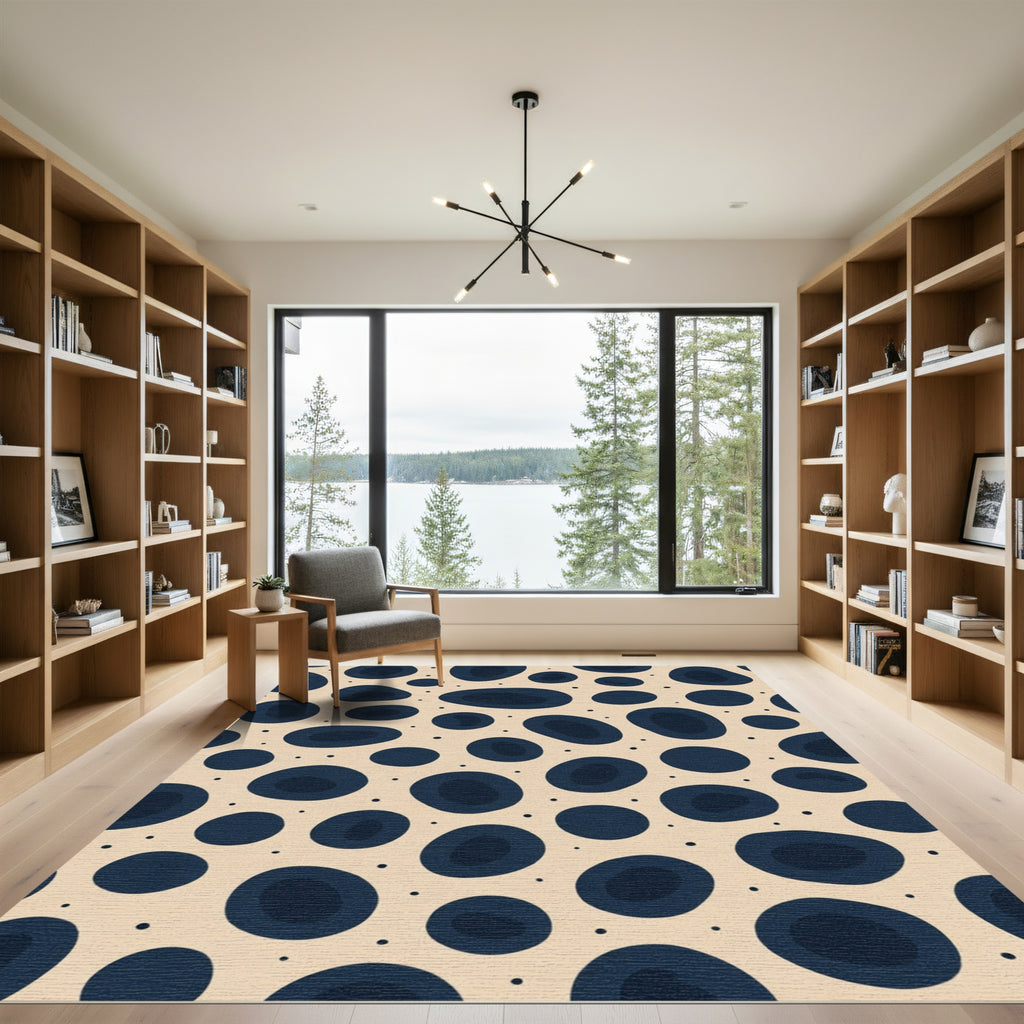 Navy Dots Organic Abstract Rug