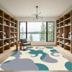 Teal Gray Swirl Organic Forms Rug