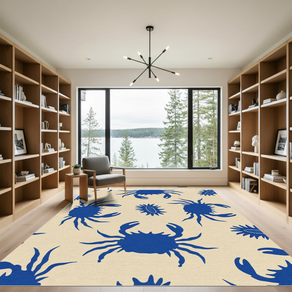 Blue Crab Nautical Repeat Rug