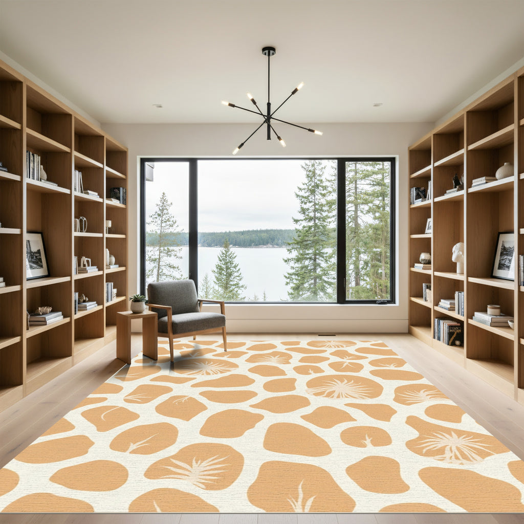 Sandy Orange Abstract Organic Shapes Rug
