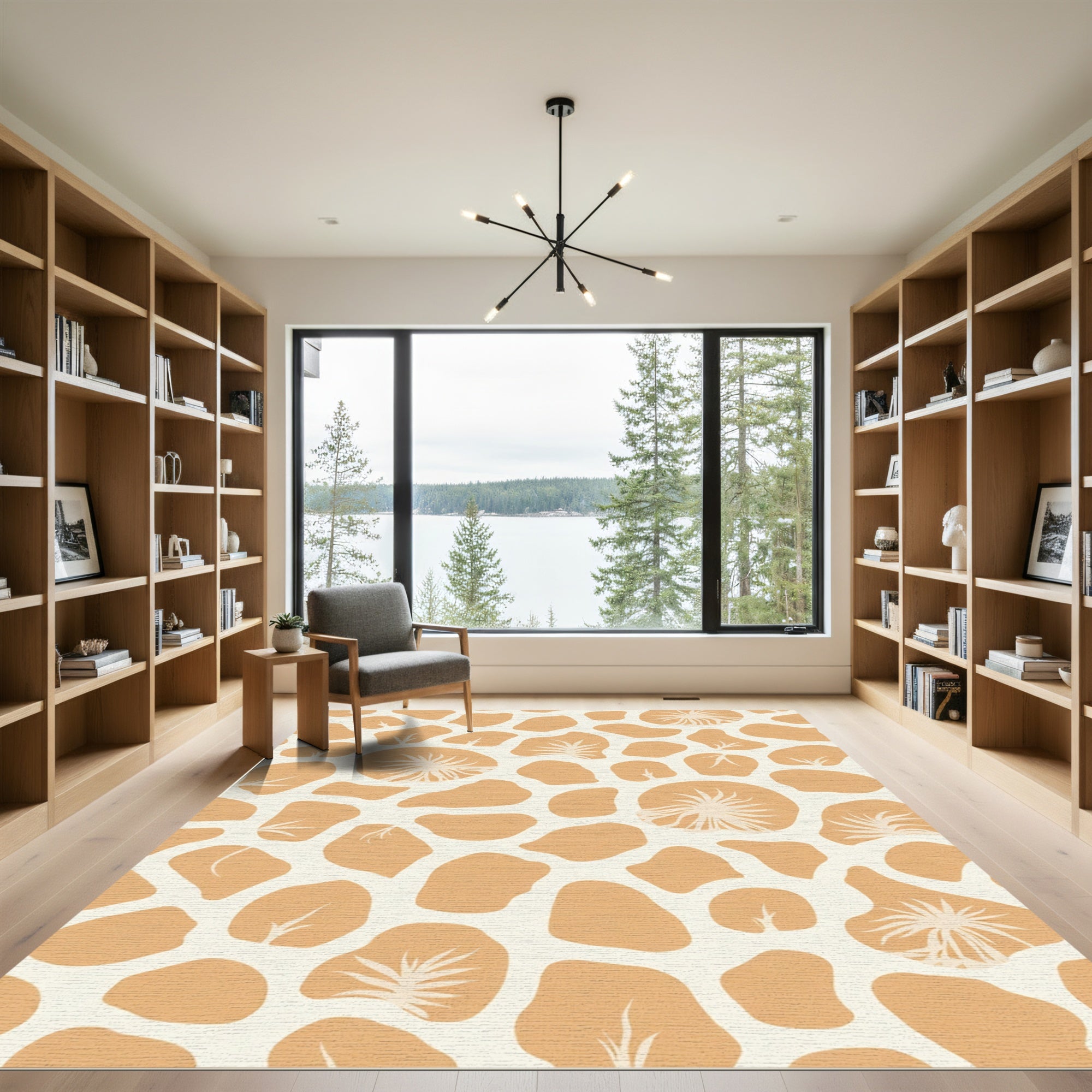 Sandy Orange Abstract Organic Shapes Rug