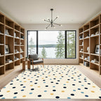 Navy Blue Golden Yellow Polka Dot Rug