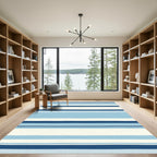 Coastal Blue Horizontal Stripe Rug