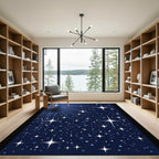 Deep Blue Starburst Cosmic Field Rug