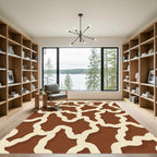 Brown Cream Animal Print Abstract Rug