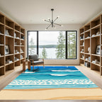 Ocean Waves Blue Sky Seagulls Rug
