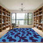 Abstract Blue Organic Fluid Rug