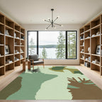 Earthy Camouflage Abstract Organic Shapes Rug