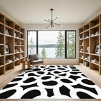 Black White Abstract Interlocking Rings Rug