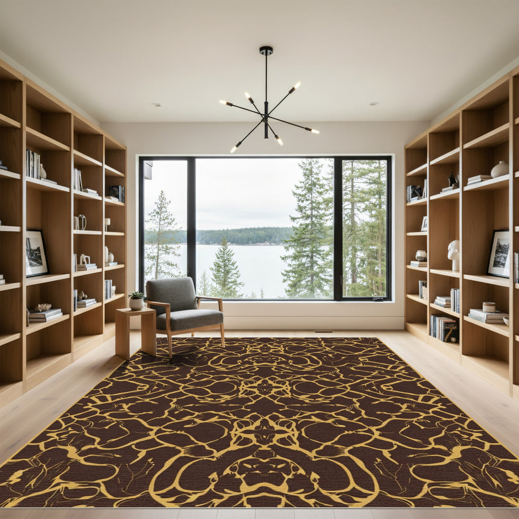 Dark Brown Gold Organic Net Rug