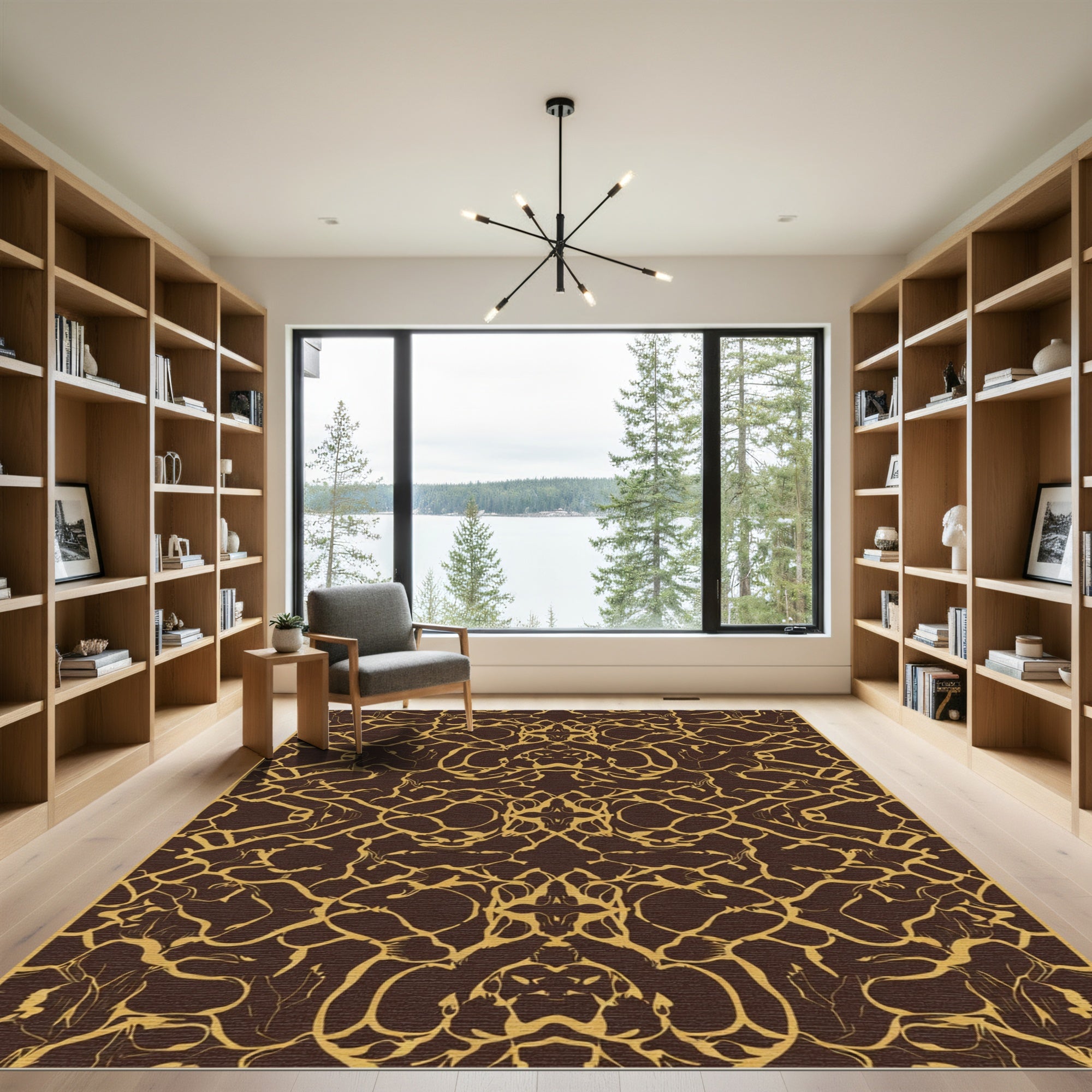 Dark Brown Gold Organic Net Rug