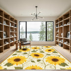 Vibrant Yellow Sunflower Vine Garden Rug