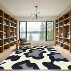 Abstract Black Gray Blotches Rug