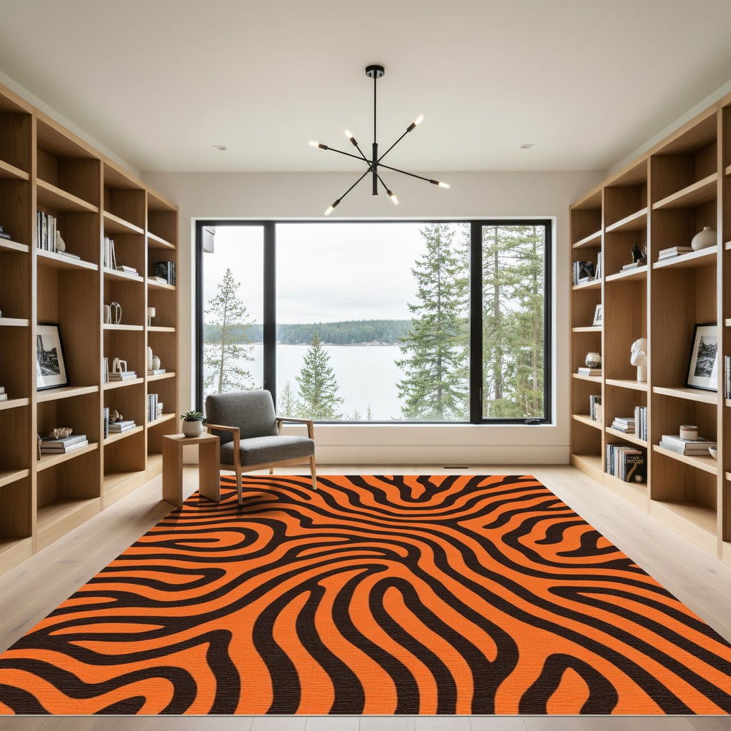 Bold Orange And Black Organic Waves Rug