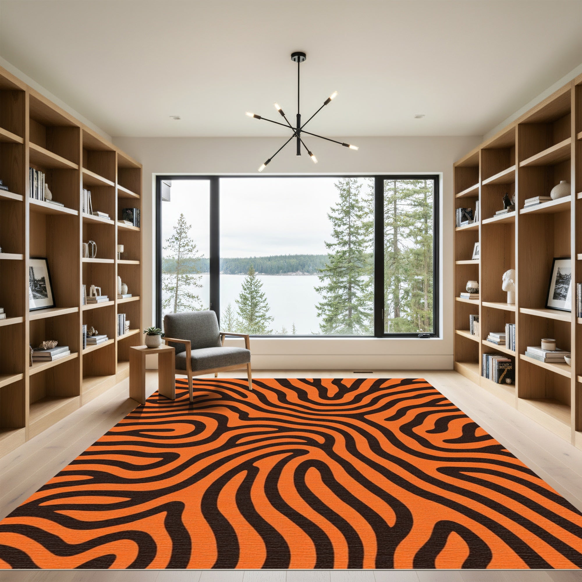 Bold Orange And Black Organic Waves Rug