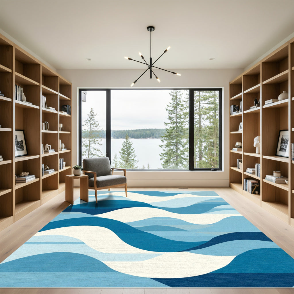 Oceanic Serene Layered Waves Rug