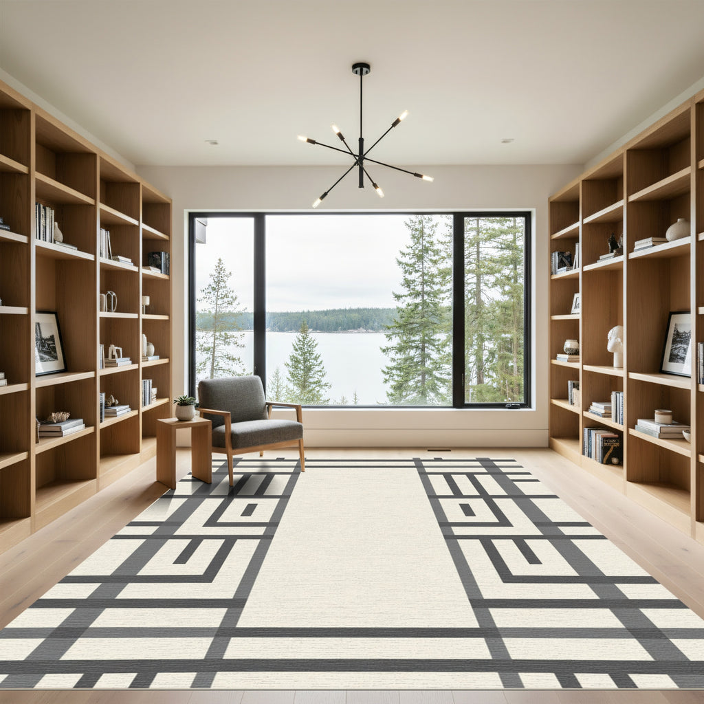 Abstract Grid Linear Composition Rug