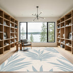Pale Blue Tropical Leaf Cluster Rug
