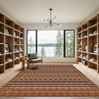 Earthy Rustic Geometric Stripe Accents Rug