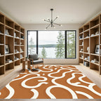 Earthy Brown Whimsical Swirls Rug