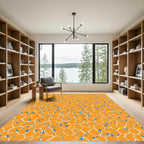 Orange Blue Cellular Network Rug
