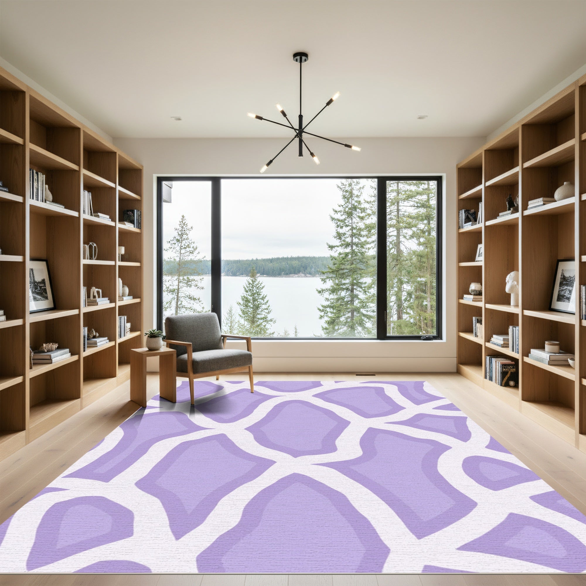 Lavender White Animal Print Rug
