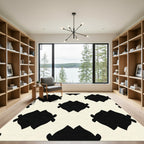 Cream Black Floral medallion Rug