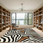 Bold Brown Black White Zebra Strips Rug