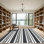 Monochrome Textured Stripe Composition Rug