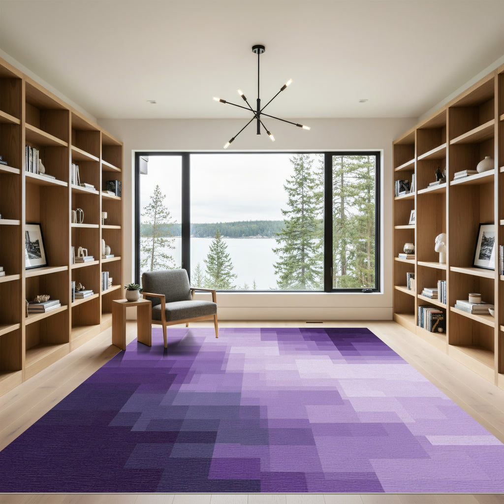 Deep Lavender Geometric Cascade Rug