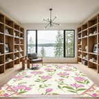Pink Daisy Garden Floral Cream Rug