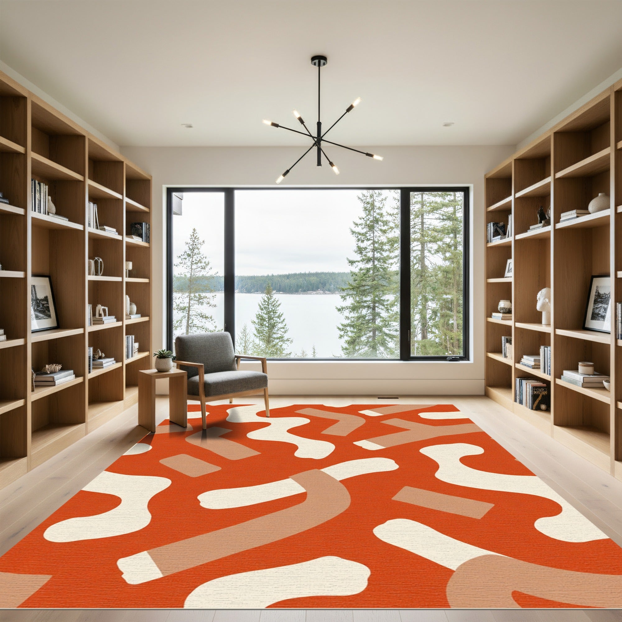 Abstract Earth Tones Organic Shapes Rug